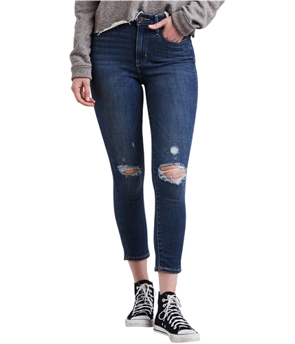 Levi's Womens 721 Ripped Skinny Fit Jeans darkblue 28x27