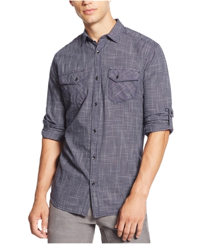 I-N-C Mens Geometric Button Up Shirt basicnavy 2XL