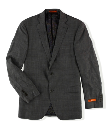 Tallia Mens Subtle Plaid Two Button Blazer Jacket grey 40