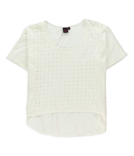 Material Girl Womens Fuzz Dot Embellished T-Shirt white XS