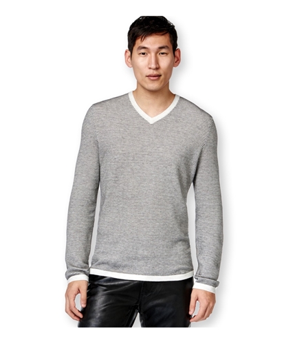 I-N-C Mens Zirconia Tonal Stripe Pullover Sweater cloudgreyhtr S