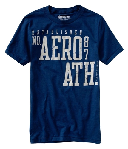 Aeropostale Mens Aero 87 Athletic Crew Graphic T-Shirt indigoblue XS