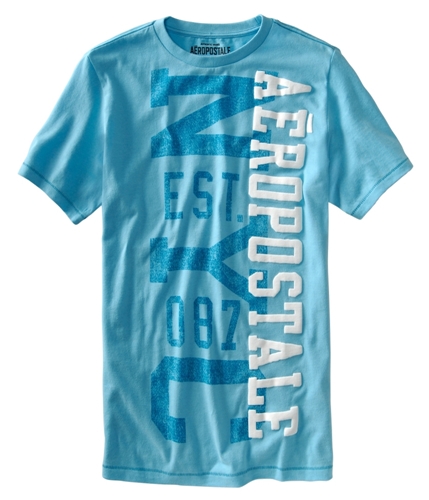 Aeropostale Mens Nyc 087 Graphic T-Shirt aqua XS