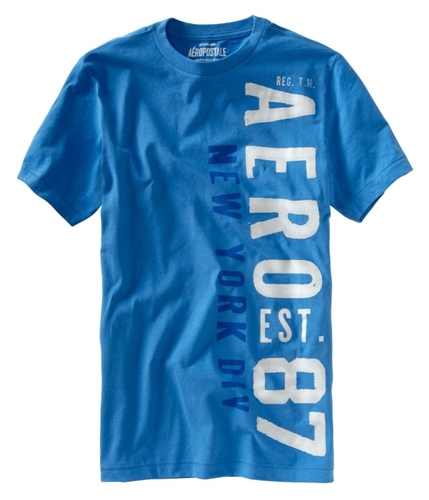 Aeropostale Mens Aero Est 87 New York Div Graphic T-Shirt heavenlyblue S