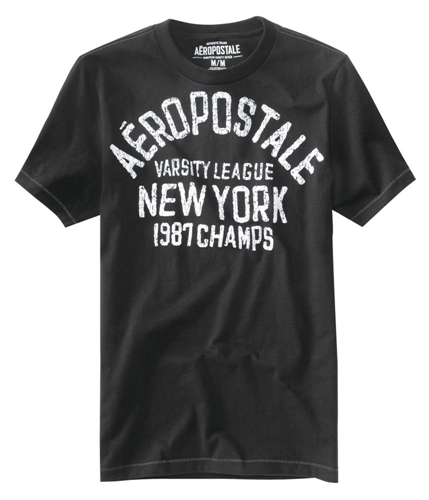Aeropostale Mens Varsity League Graphic T-Shirt black S