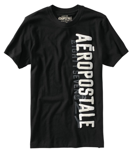 Aeropostale Mens Puff Paint Graphic T-Shirt black S