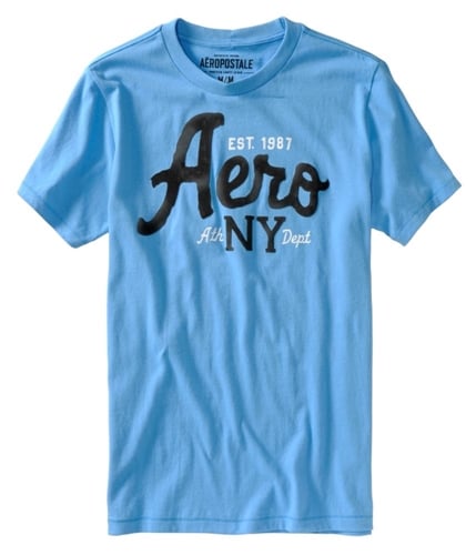 Aeropostale Mens Aero Ny Puff Pain Graphic T-Shirt bluejay S