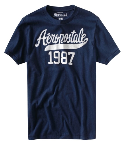 Aeropostale Mens Weathered 1987 Graphic T-Shirt navynightblue XS