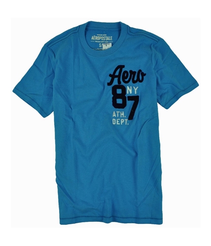 Aeropostale Mens Velvet Ny 87 Athletic Graphic T-Shirt lightblue S