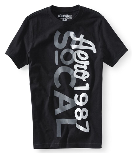Aeropostale Mens Puff Paint So-cal Graphic T-Shirt black XS