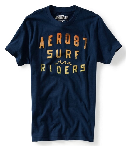 Aeropostale Mens Palm Tree Surfer Graphic T-Shirt navyni XS