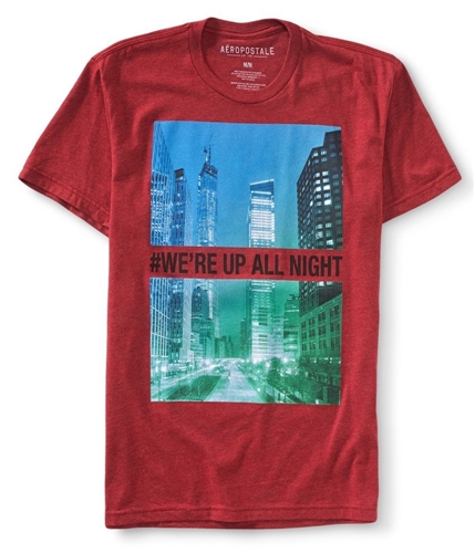 Aeropostale Mens We're Up All Night Graphic T-Shirt 610 L