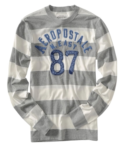 Aeropostale Mens N. East #87 Long Sleeve Rugby Graphic T-Shirt lththrgray L