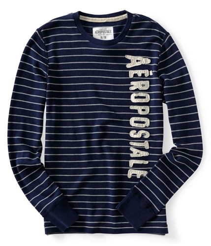 Aeropostale Mens Stripe Thermal Sweater navynightblue XS
