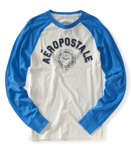 Aeropostale Mens Athletic Long Sleeve Graphic T-Shirt lightblue XS