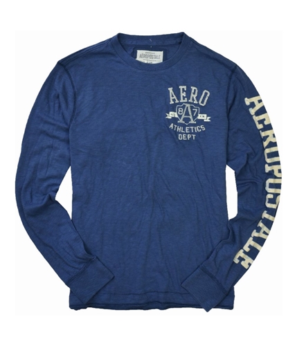 Aeropostale Mens Aero A87 Long Sleeve Graphic T-Shirt bluedu L