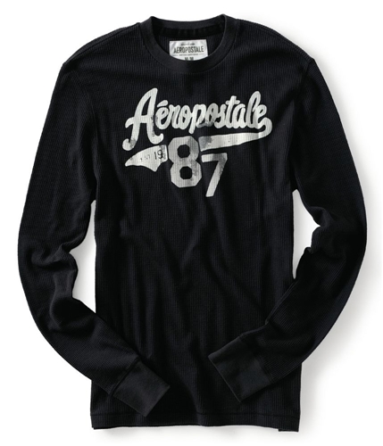Aeropostale Mens Est 1987 Thermal Sweater black XS