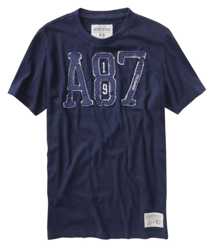 Aeropostale Mens Embroidered A87 Graphic T-Shirt navyblue S