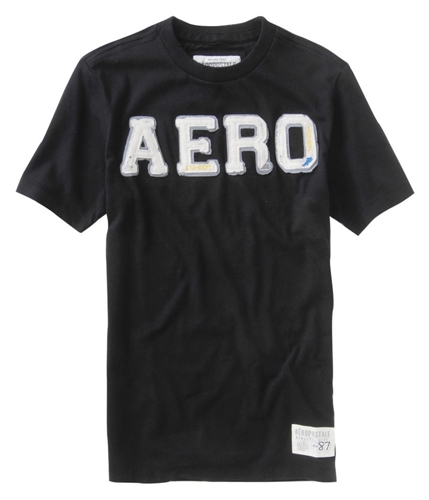 Aeropostale Mens Embroidered Aero Graphic T-Shirt black S