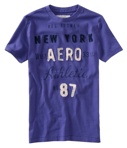 Aeropostale Mens Embellished New York Graphic T-Shirt vinepurple S
