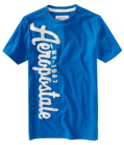 Aeropostale Mens Embellished Screen Print Graphic T-Shirt activeblue XS