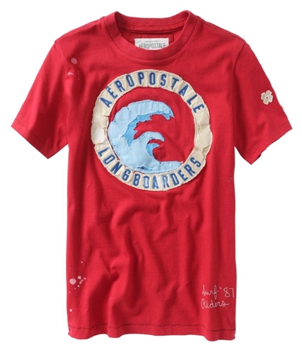 Aeropostale Mens Boarders Wave Graphic T-Shirt redclay XS