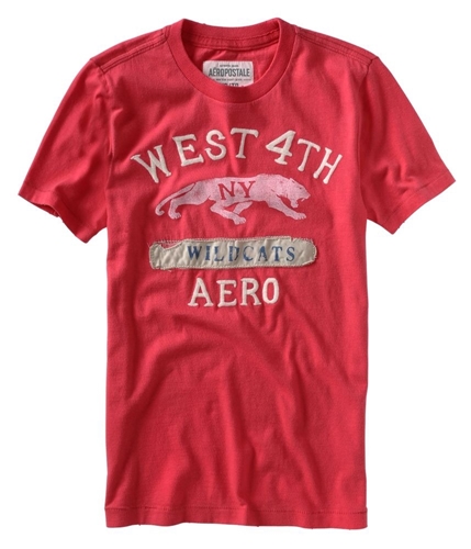 Aeropostale Mens West 4th Wildcats Aero Graphic T-Shirt watermelonred S