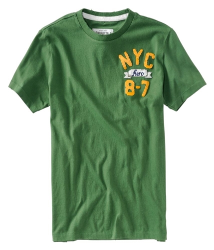 Aeropostale Mens Nyc Aero 8-7 Embroidered Graphic T-Shirt botanicgreen XS