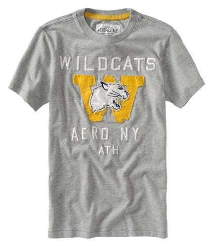 Aeropostale Mens Embroidered Wildcat Character Graphic T-Shirt lththrgray XS