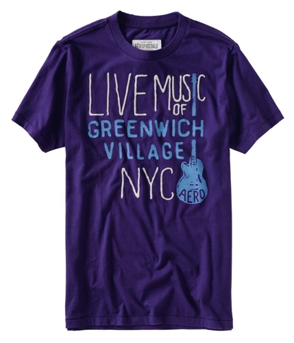 Aeropostale Mens Greenwich Village Music Graphic T-Shirt playpurple XS