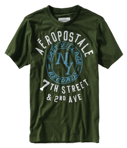 Aeropostale Mens East Village Records Graphic T-Shirt cypressgreen XS