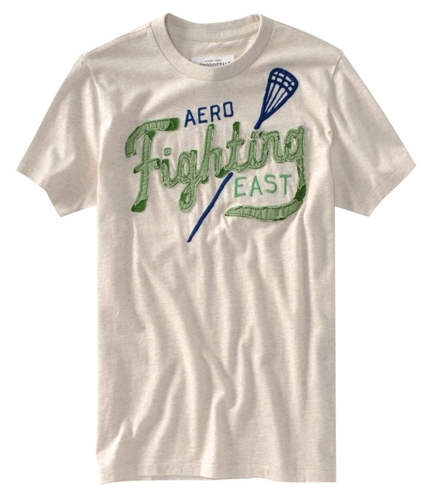 Aeropostale Mens Fighting Lacrosse Graphic T-Shirt oatmealwhite XS