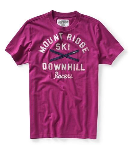 Aeropostale Mens Mount Ridge Ski Race Graphic T-Shirt magentapurple XS