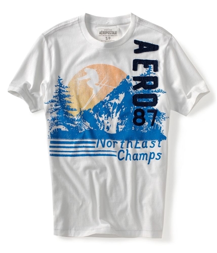 Aeropostale Mens Northeast Champs Ski Team Graphic T-Shirt bleachwhite S
