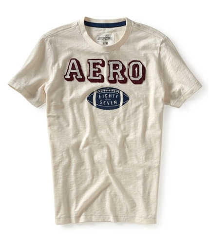 Aeropostale Mens Football Crew Graphic T-Shirt opaloffwhite S