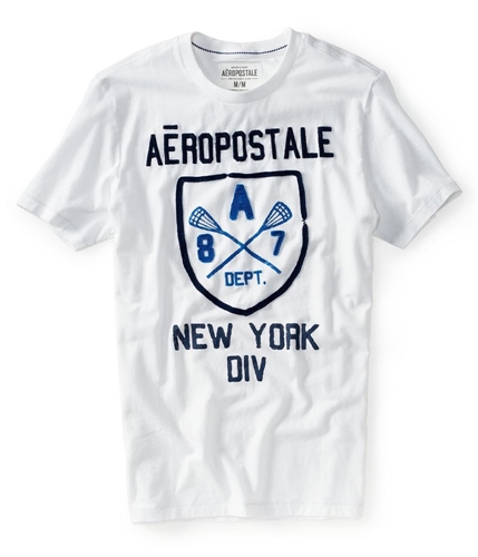 Aeropostale Mens Lacrosse Embellished Graphic T-Shirt bleach S