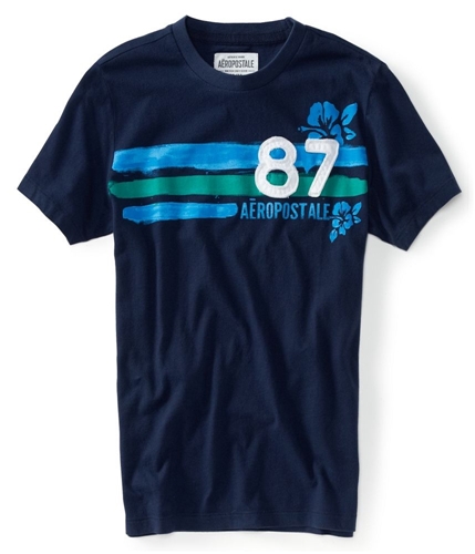 Aeropostale Mens 87 Painted Stripe Graphic T-Shirt navyni XS