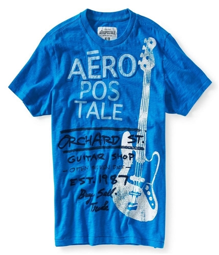 Aeropostale Mens Orchard St. Guitar Shop Graphic T-Shirt 416 XS