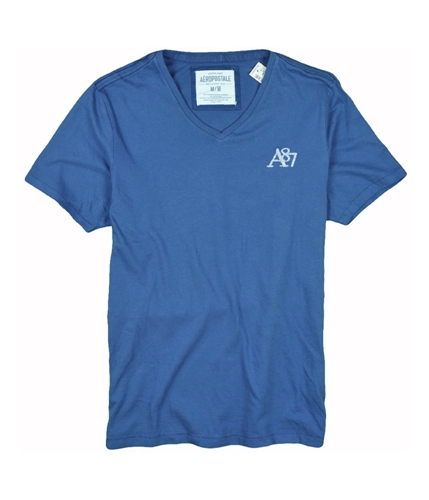 Aeropostale Mens A87 V-neck Graphic T-Shirt bluedu XS