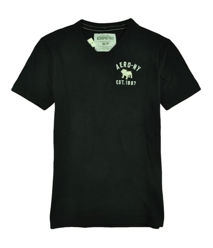 Aeropostale Mens V-neck Bulldog Graphic T-Shirt black XS