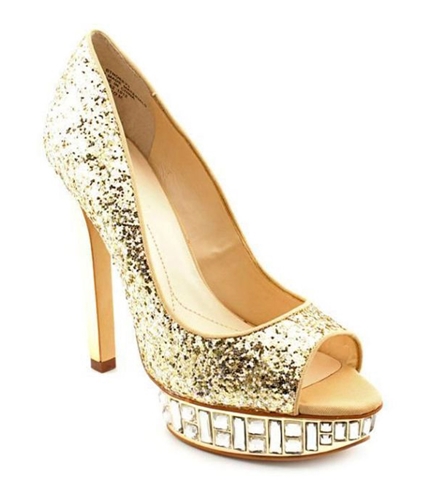 Boutique 9 Womens Nosey Glitter Platform Heels gold 8