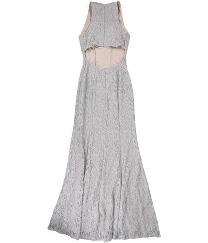 Sequin Hearts Womens Lace Open Back Gown Dress silver 5
