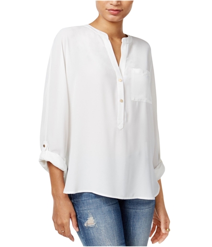 bar III Womens High-Low Pullover Blouse egret M