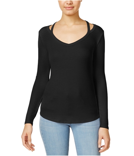 energie Womens Cold Shoulder Basic T-Shirt black XS