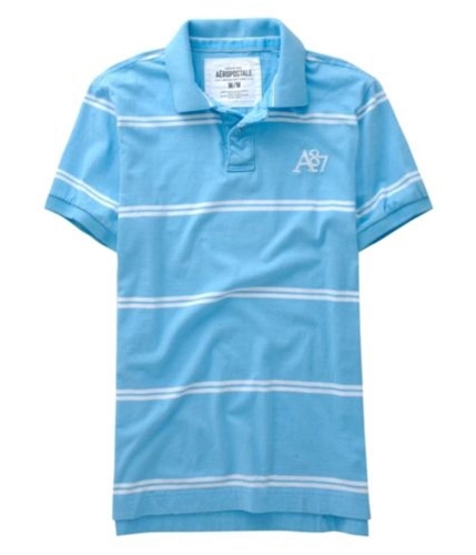Aeropostale Mens A87 Logo Multi Stripe Rugby Polo Shirt blueyellowaqua XS