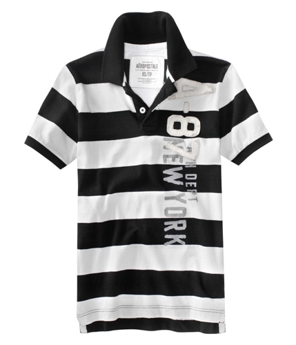Aeropostale Mens Stripe Rugby Polo Shirt black XS