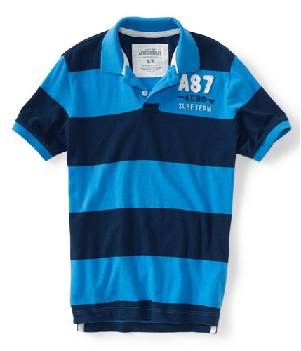 Aeropostale Mens A87 Aero Surf Team Stripe Rugby Polo Shirt 133 XS