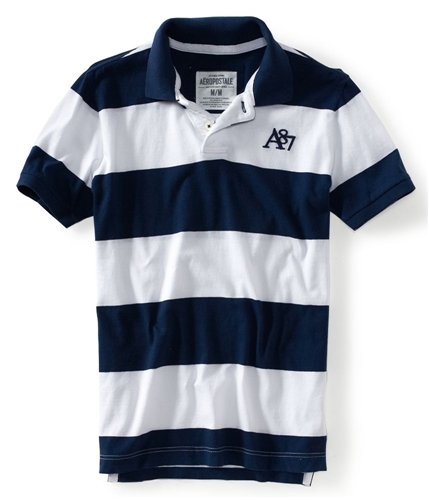 Aeropostale Mens 2 Button Stripe Rugby Polo Shirt 413 XS