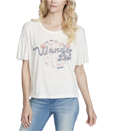 Jessica Simpson Womens Jewel Neck Graphic T-Shirt white XS