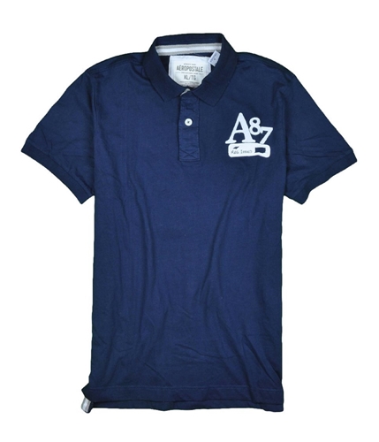 Aeropostale Mens Solid Reg Issue Rugby Polo Shirt navyblue XS